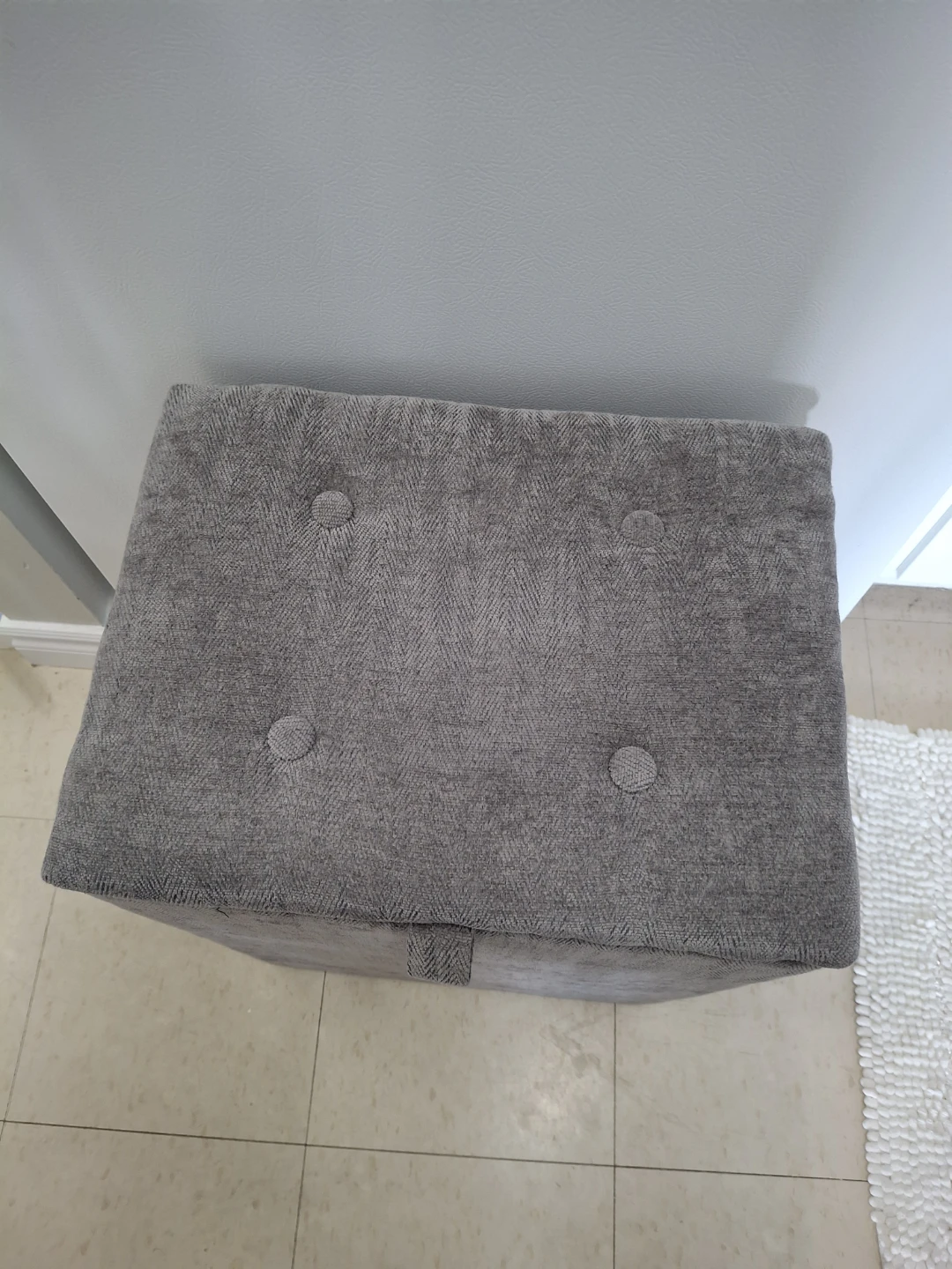 Grey Upholstered Storage Ottoman - photo 3