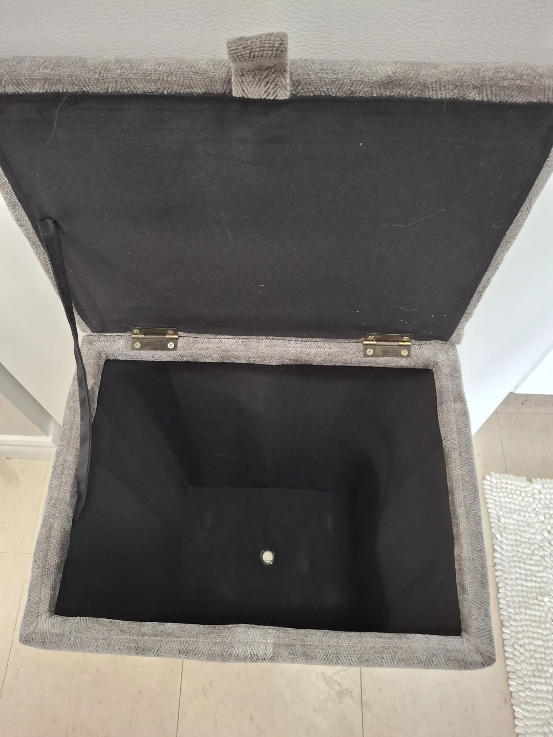 Grey Upholstered Storage Ottoman - photo 4