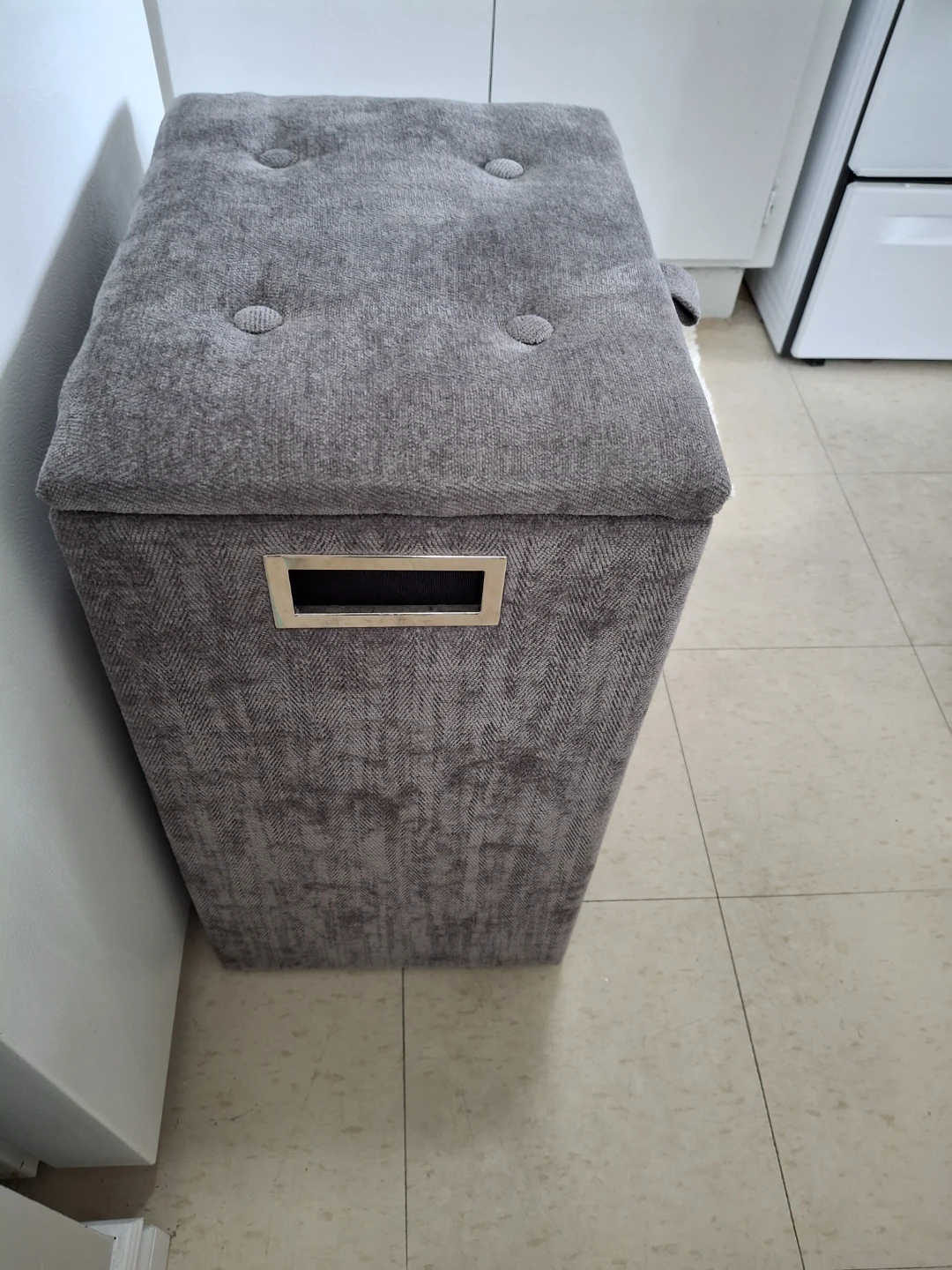 Grey Upholstered Storage Ottoman - photo 5