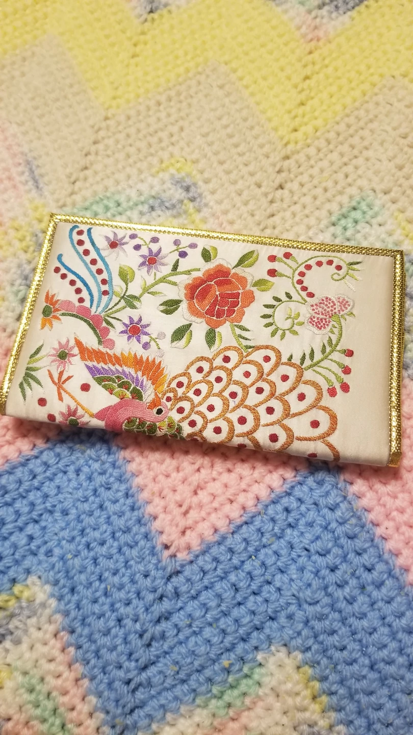 Silk Embroidered Peacock Clutch Wallet - photo 2
