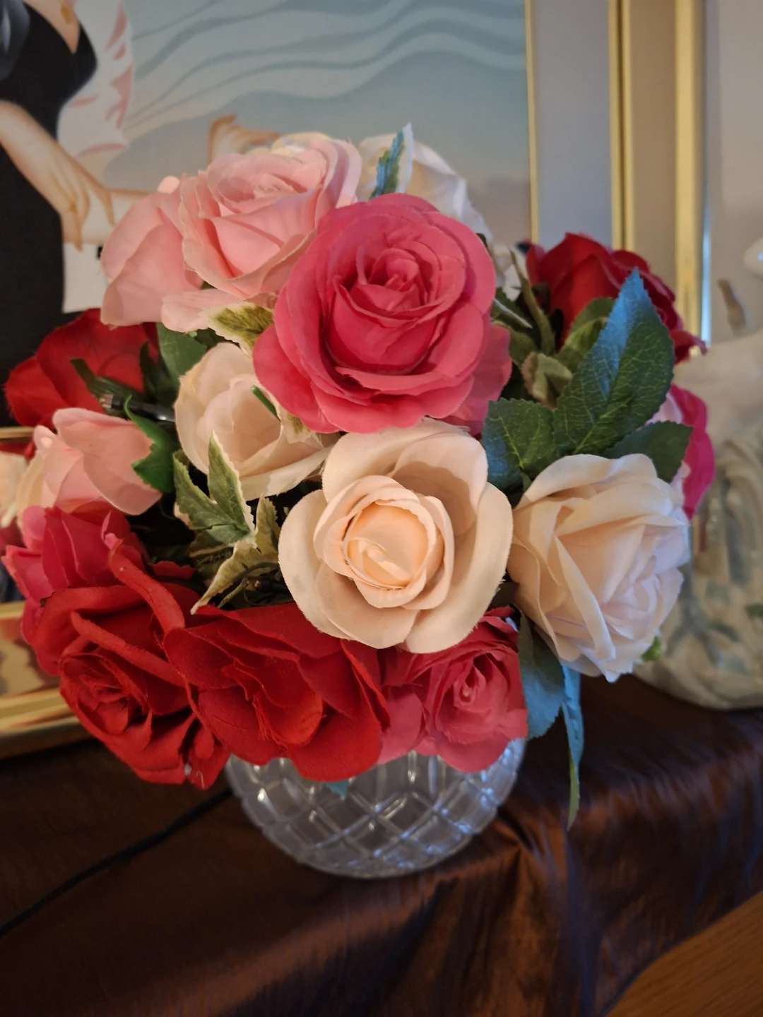 Artificial Rose Bouquet in Glass Vase - photo 2