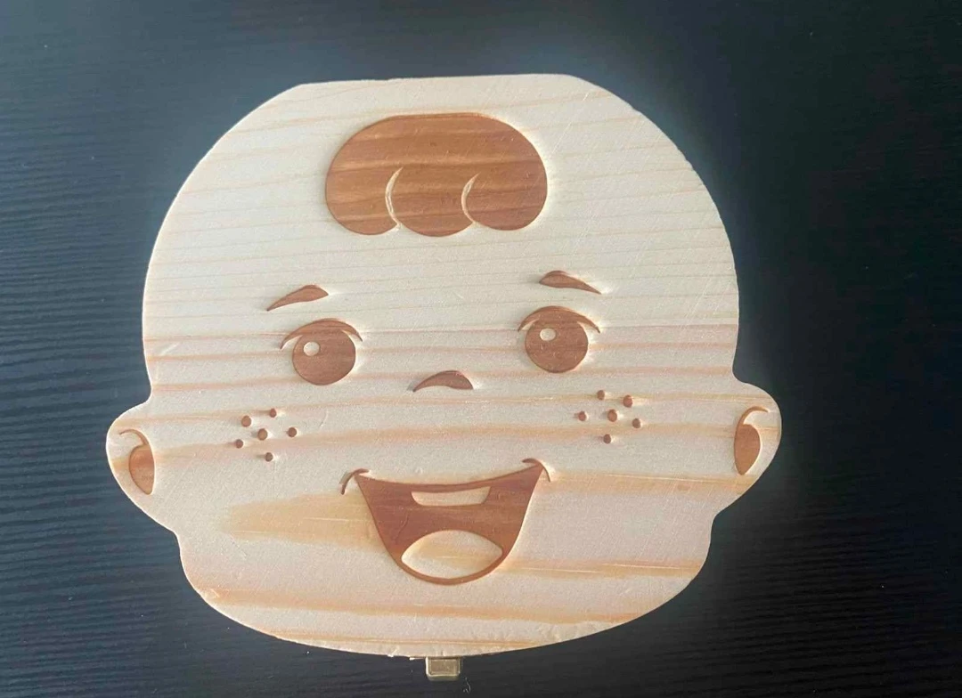 Wooden Baby Face Trinket Box