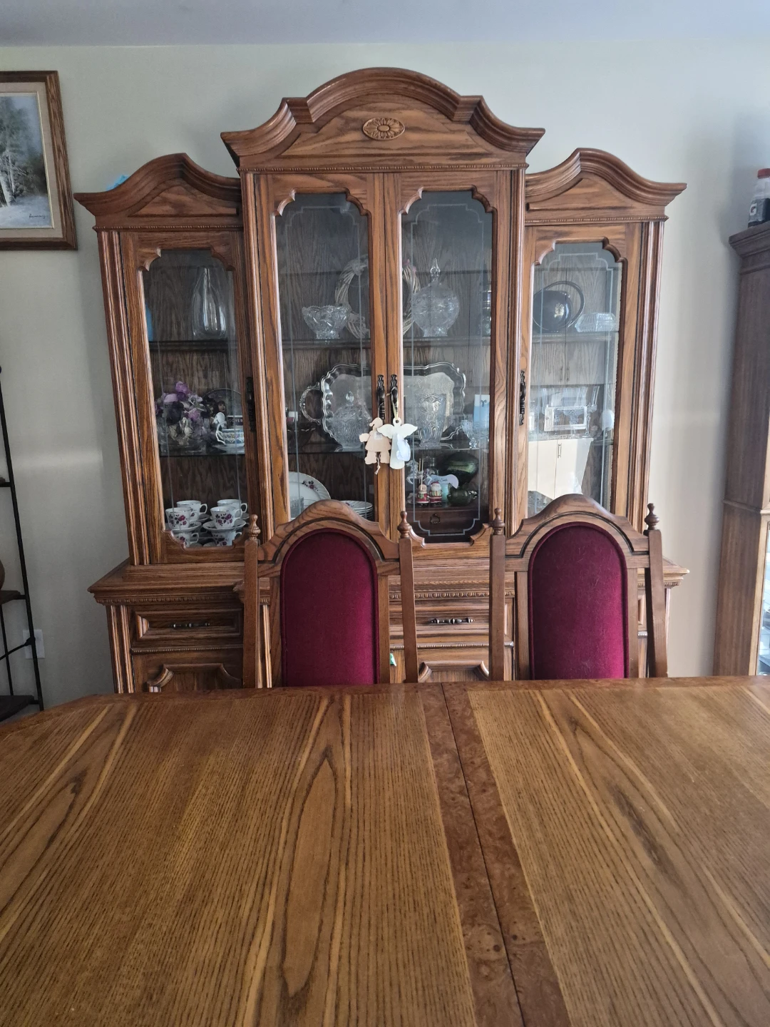 Solid Wood China Cabinet and Dining Table Set