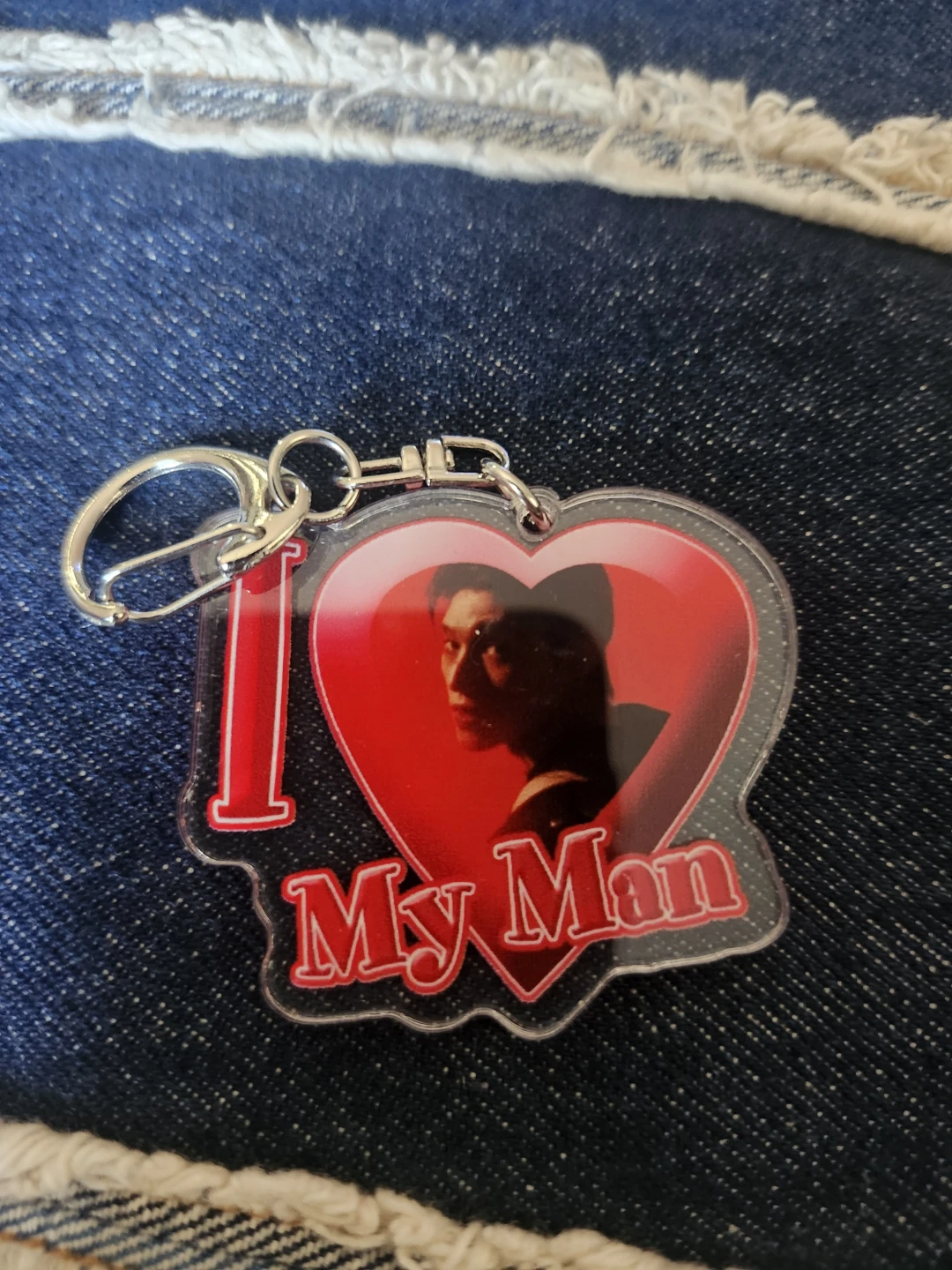 I Love My Man Heart Keychain