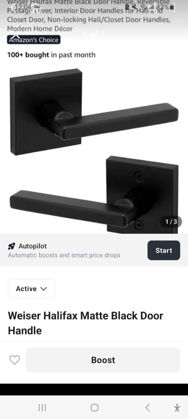 Weiser Halifax Matte Black Door Handle