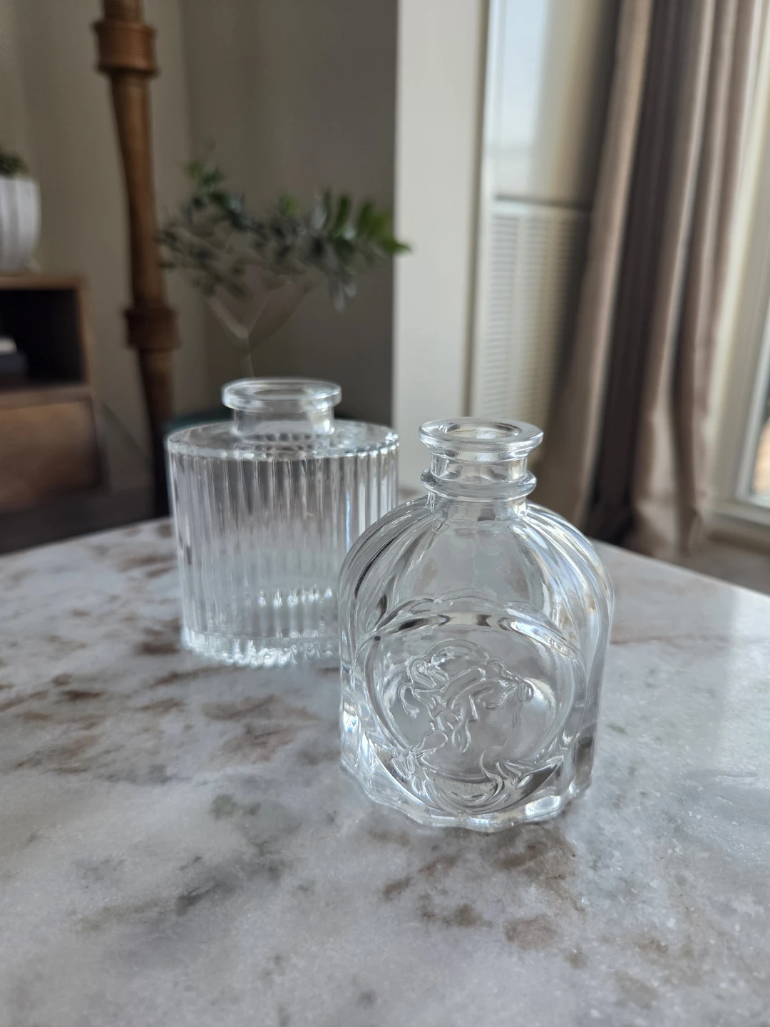 Set of 2 Clear Glass Vases