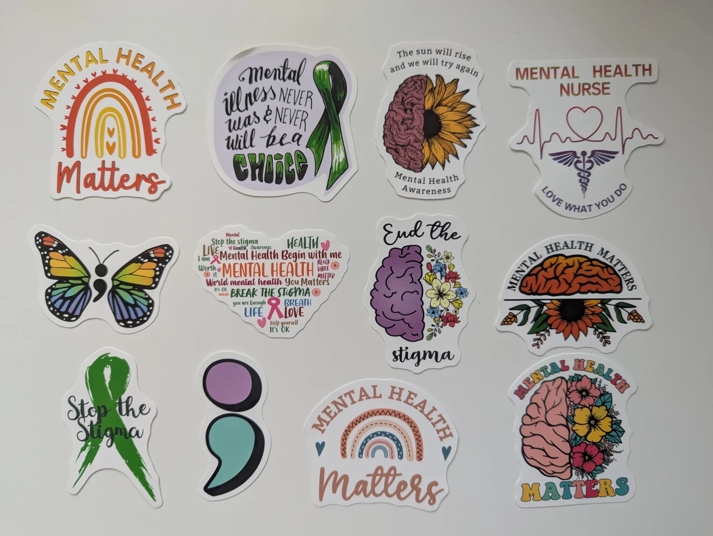 Assorted mental health related stickers (49 pieces)