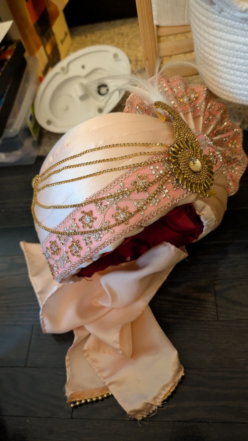 Pink Sequin & Feather Embellished Turban - photo 2