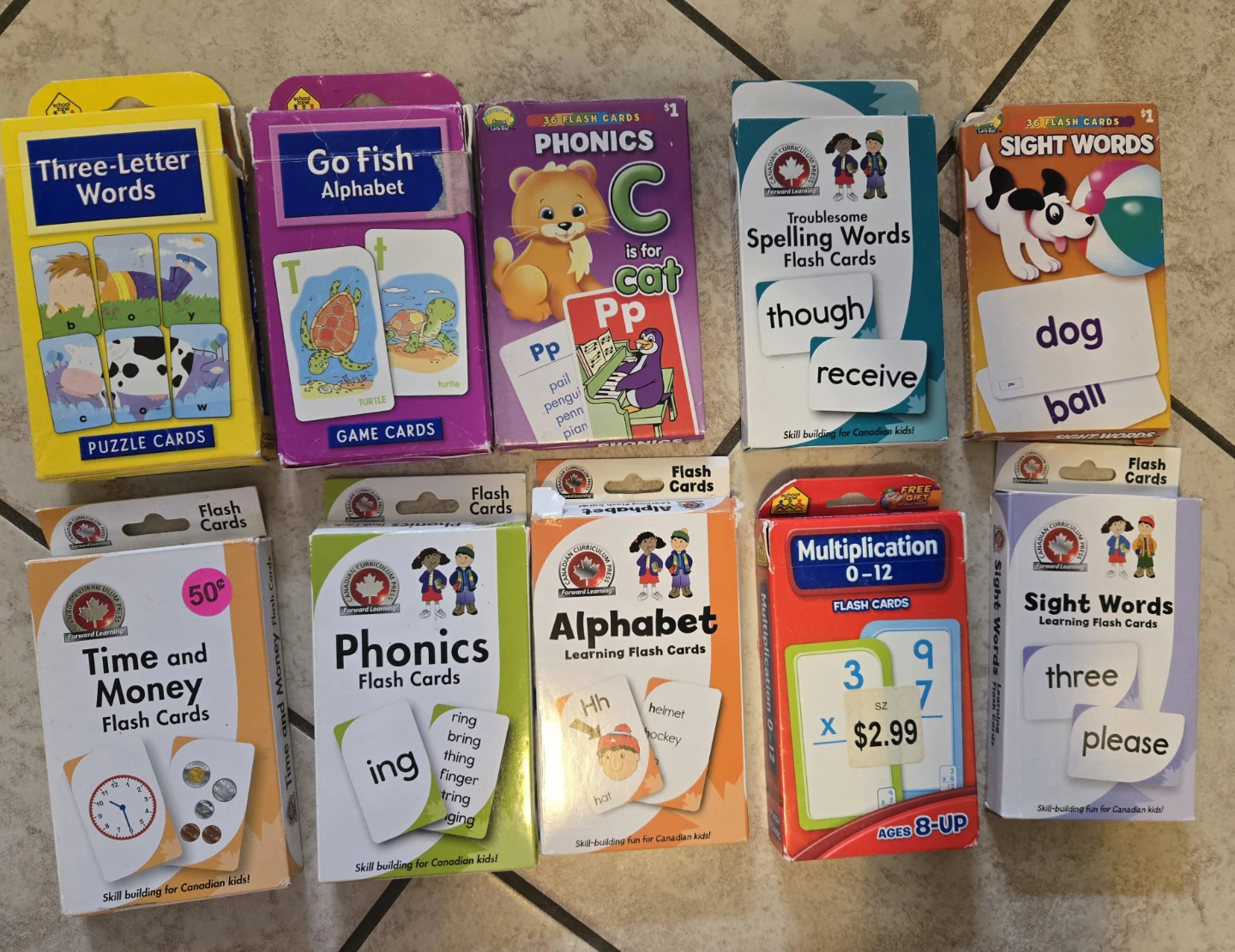 Canadian Learning Flash Cards - Assorted Subjects