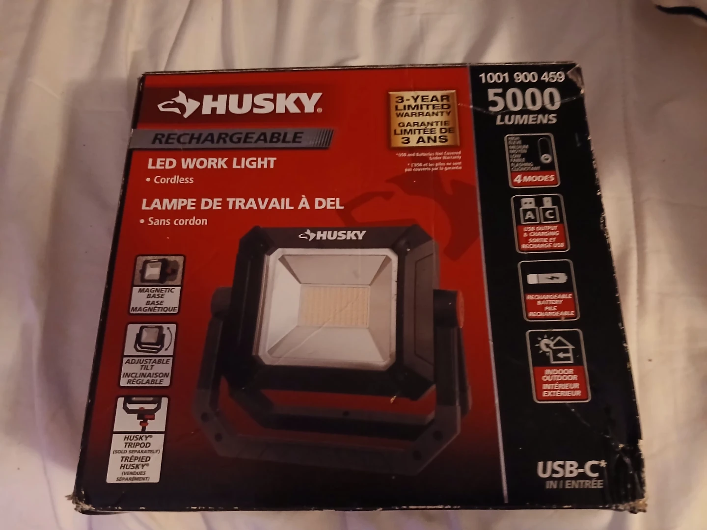 Husky 5000 Lumens Rechargeable LED Work Light