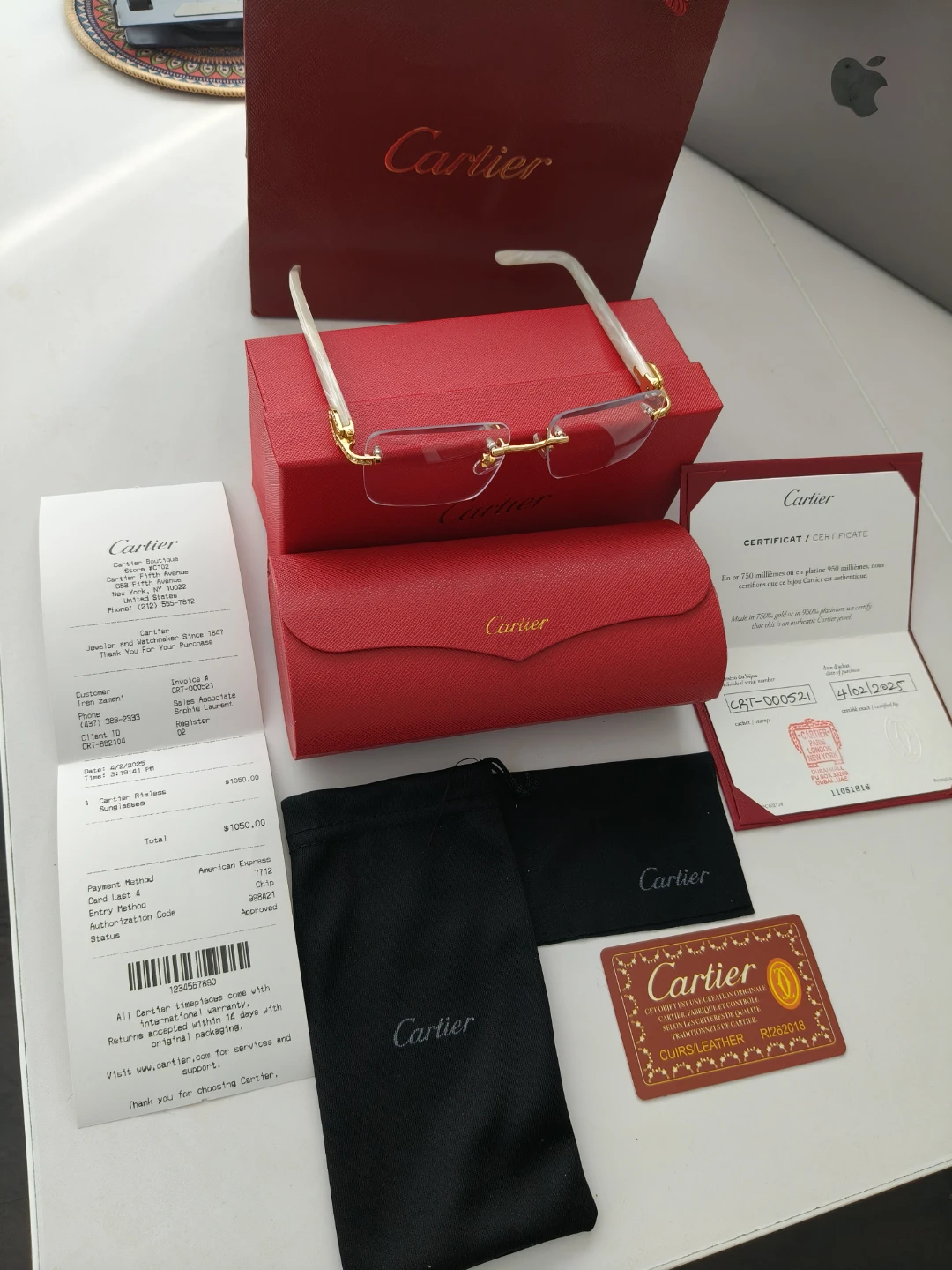 Cartier Rimless Glasses White & Gold - photo 4