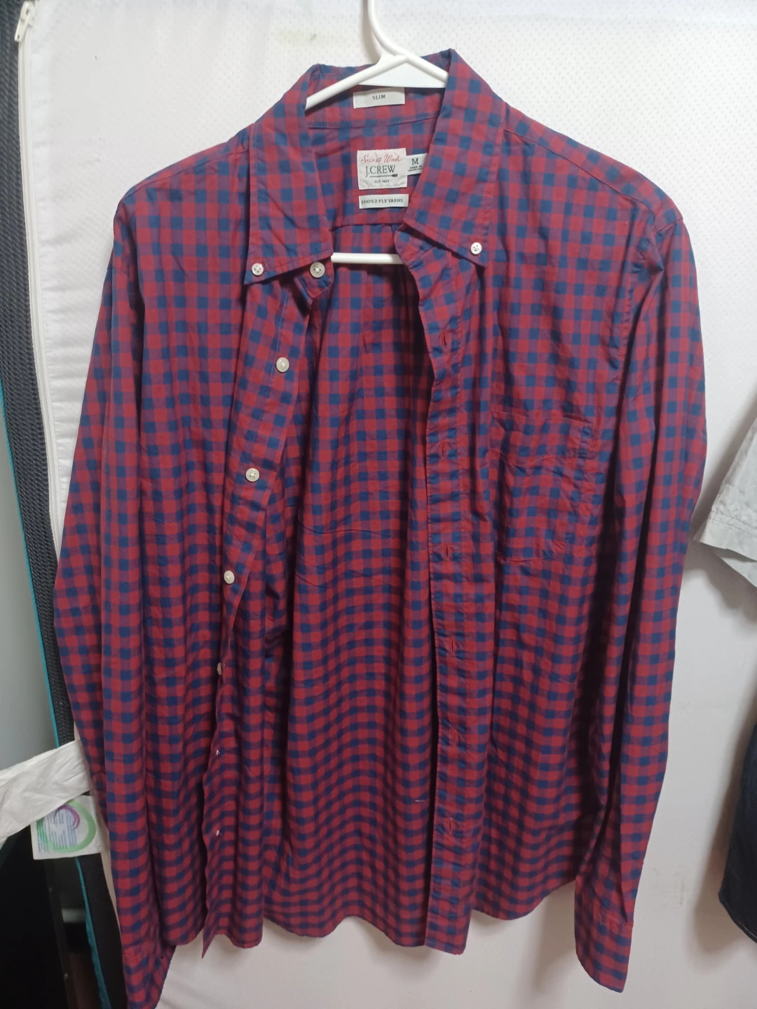 J.Crew Slim Fit Red & Blue Gingham Button-Down Shirt