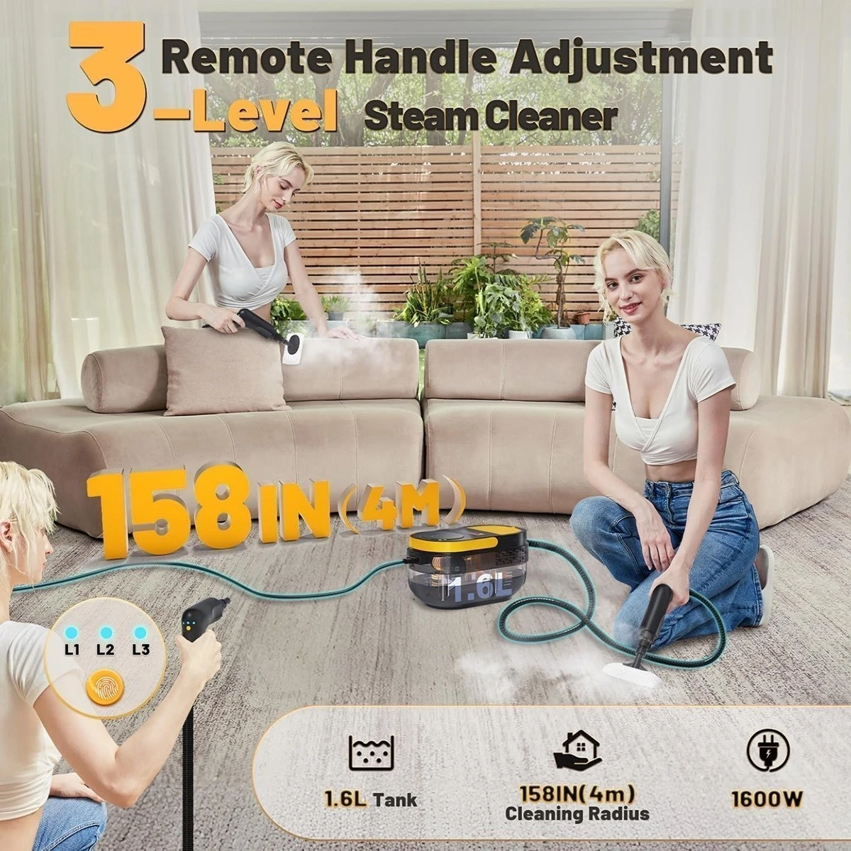 Gautye Handheld Steam Cleaner 3-Level Remote Adjustment - photo 4