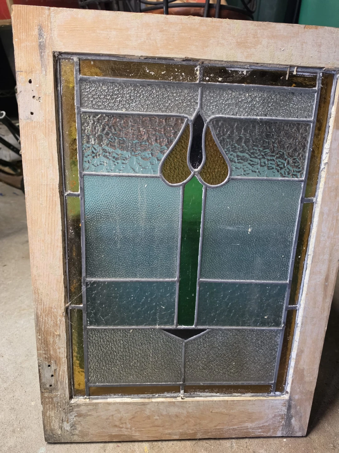 Vintage Stained Glass Window Panel