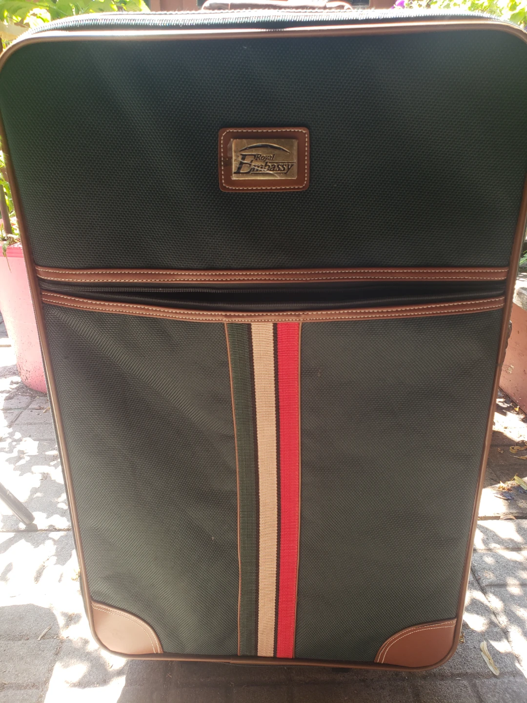 Royal Embassy Green and Brown Suitcase