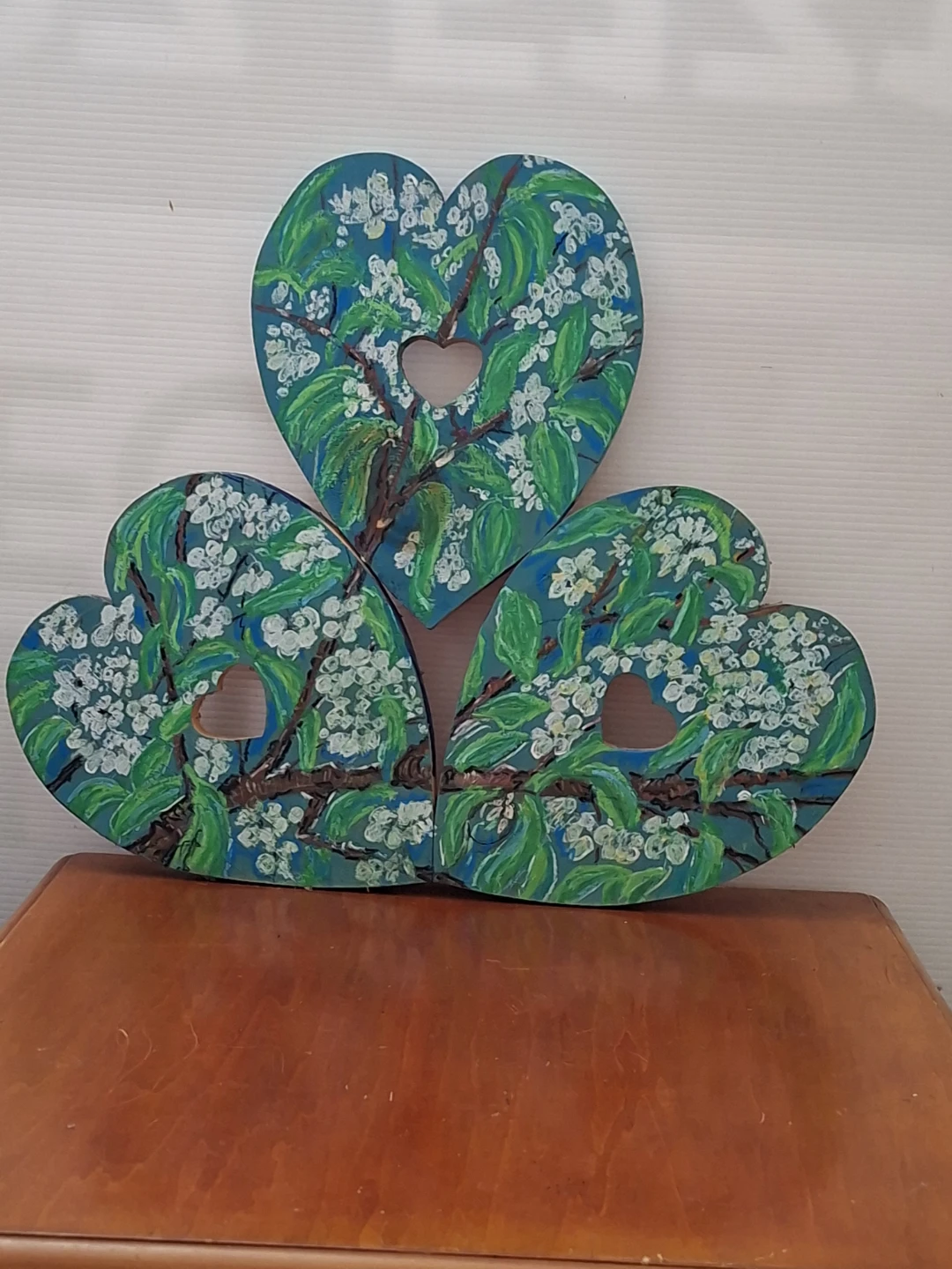 Heart Shaped Decorative Wood Cutouts with Floral Design