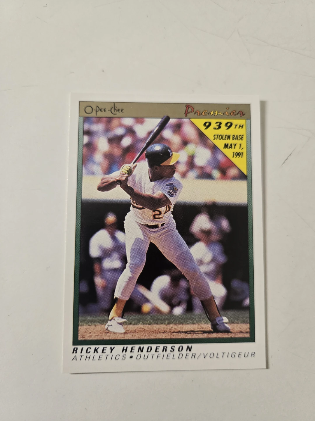 1991 O-Pee-Chee Premier Rickey Henderson Baseball Card