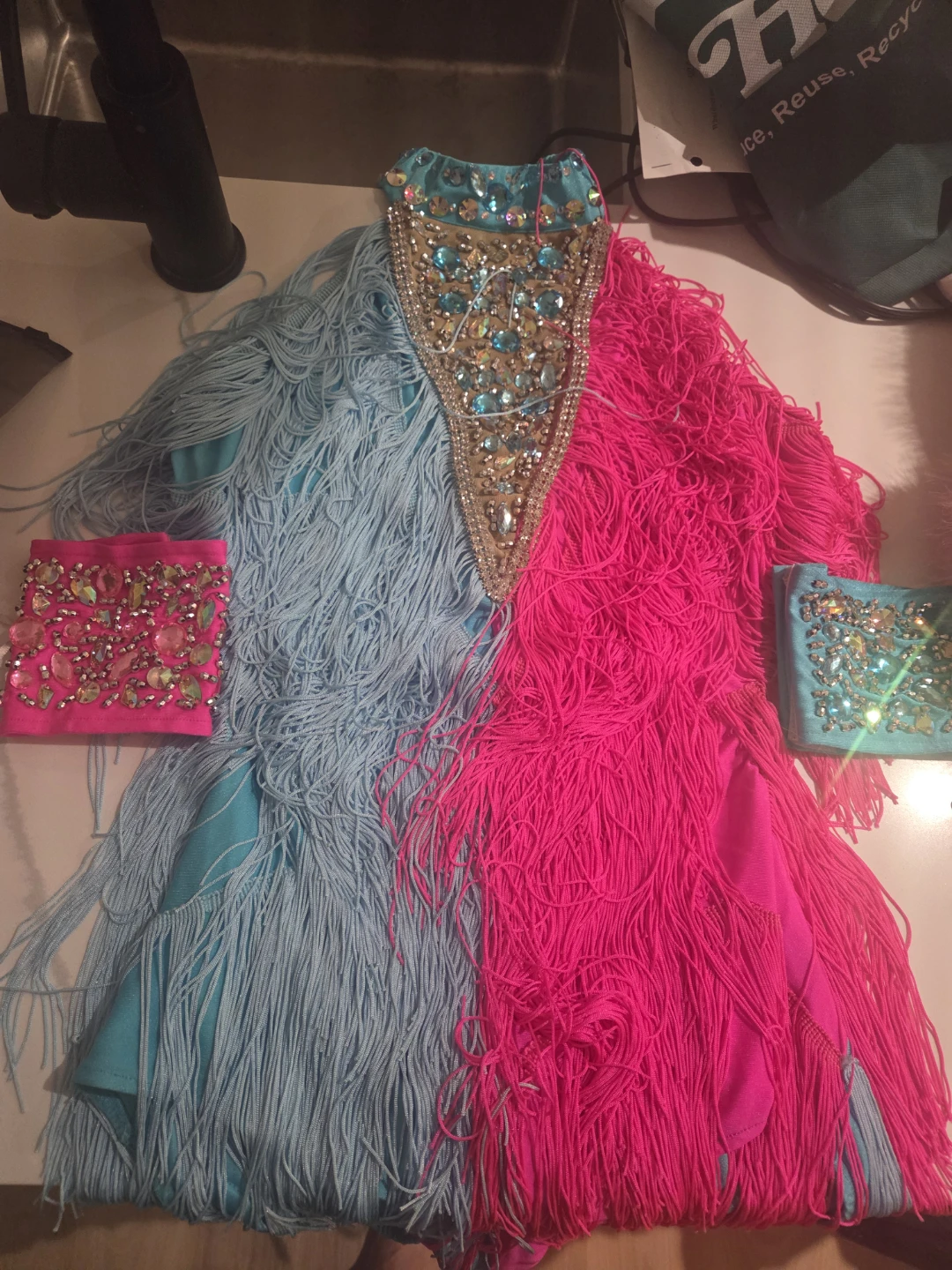 Fringed Dance Costume with Rhinestones