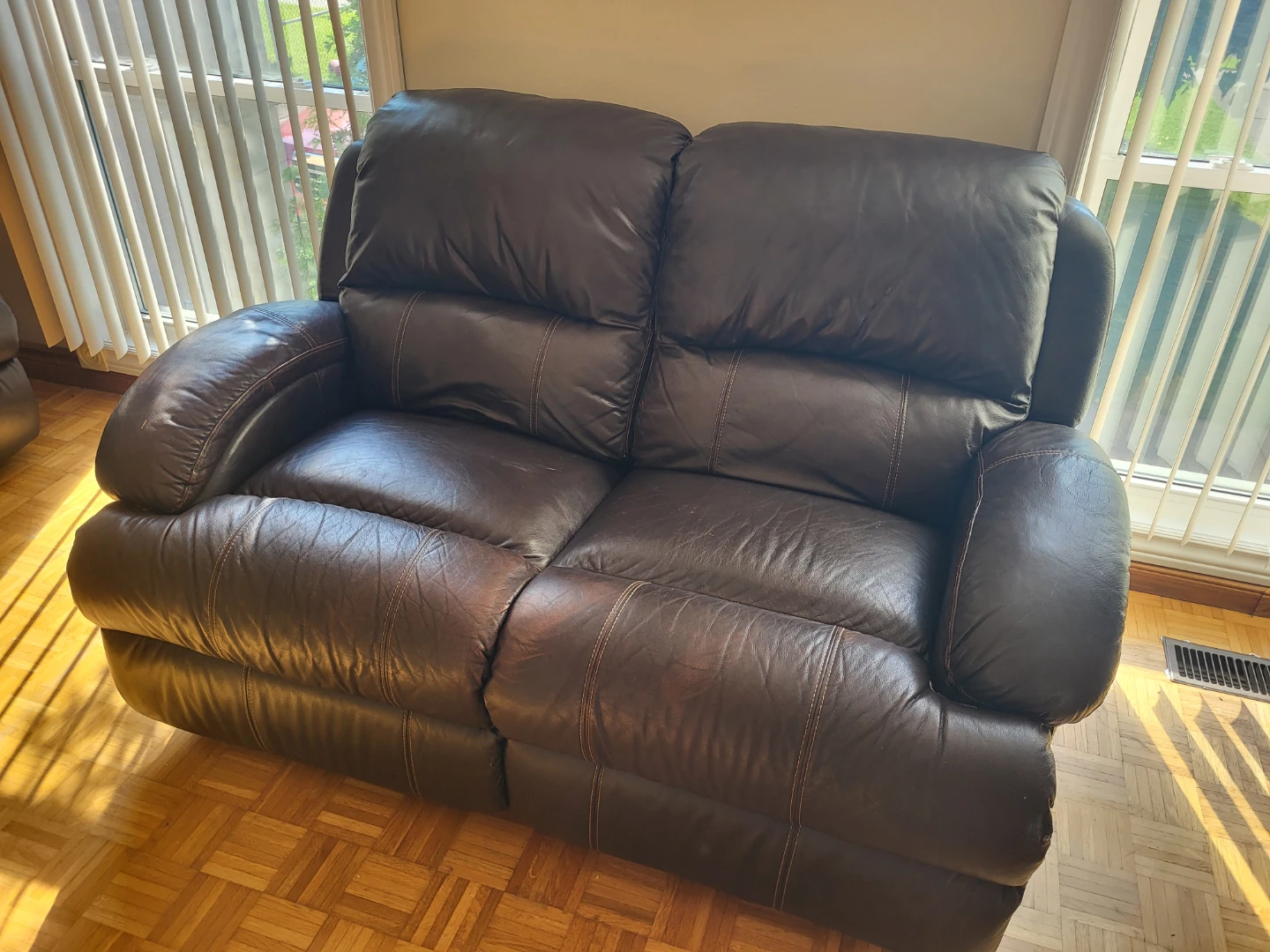 Brown Leather Reclining Sofa and Armchairs - photo 5