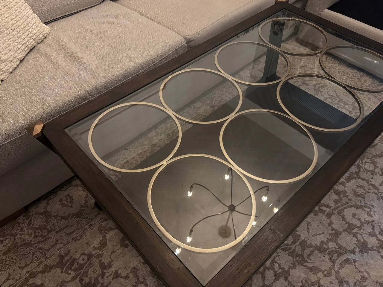 Dark Wood Coffee Table with Glass Top - photo 5