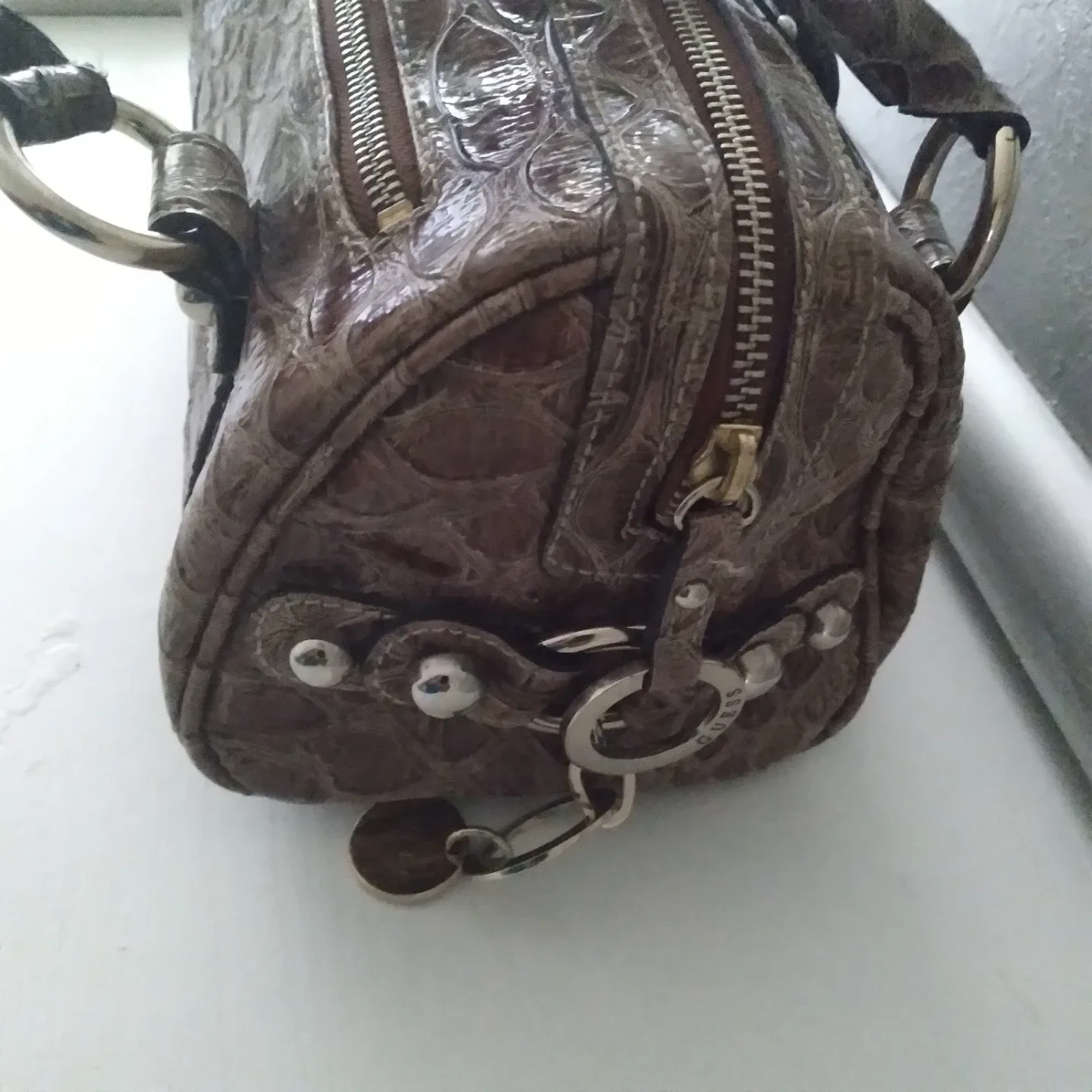 Guess Croc Embossed Satchel Handbag - photo 4