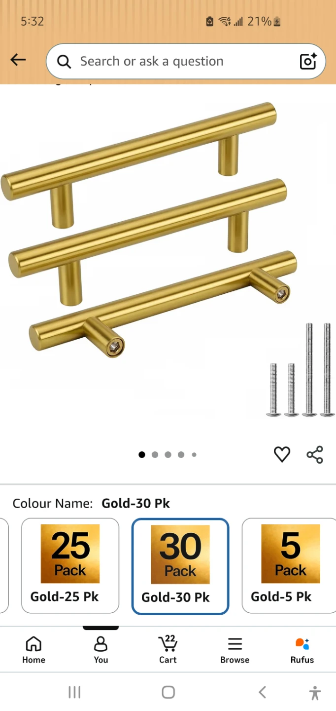 Gold Cabinet Handles - 30 Pack - photo 4