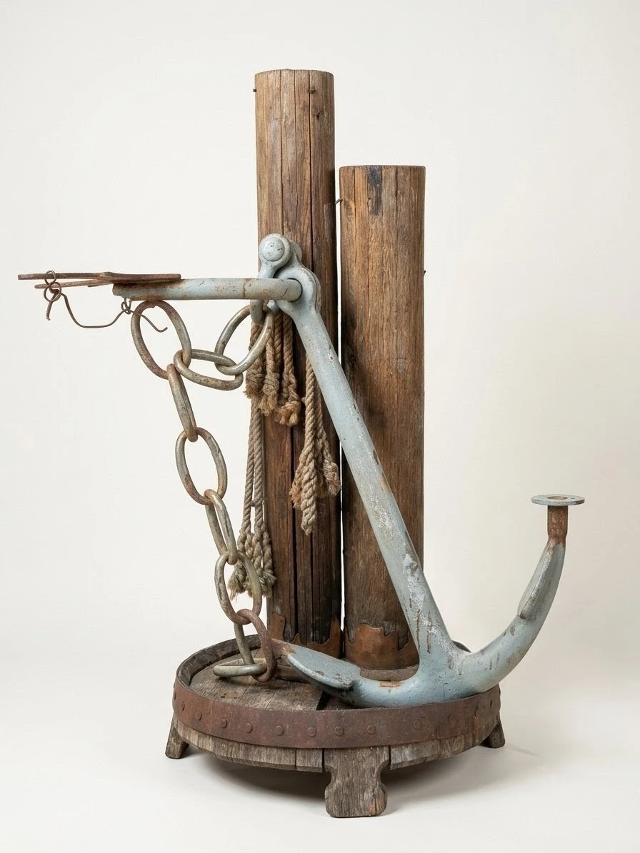 Vintage / Unique Nautical Decor Anchor Display.
