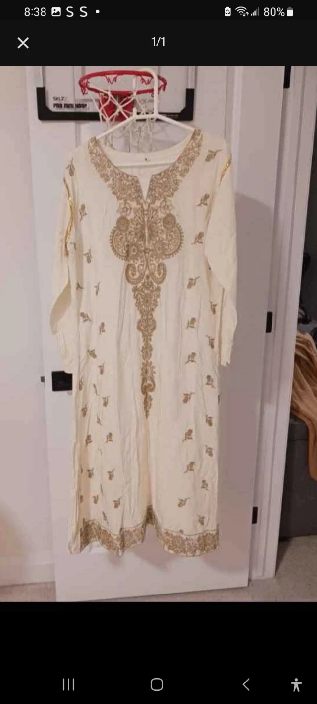 Cream & Gold Embroidered 3piece suit
