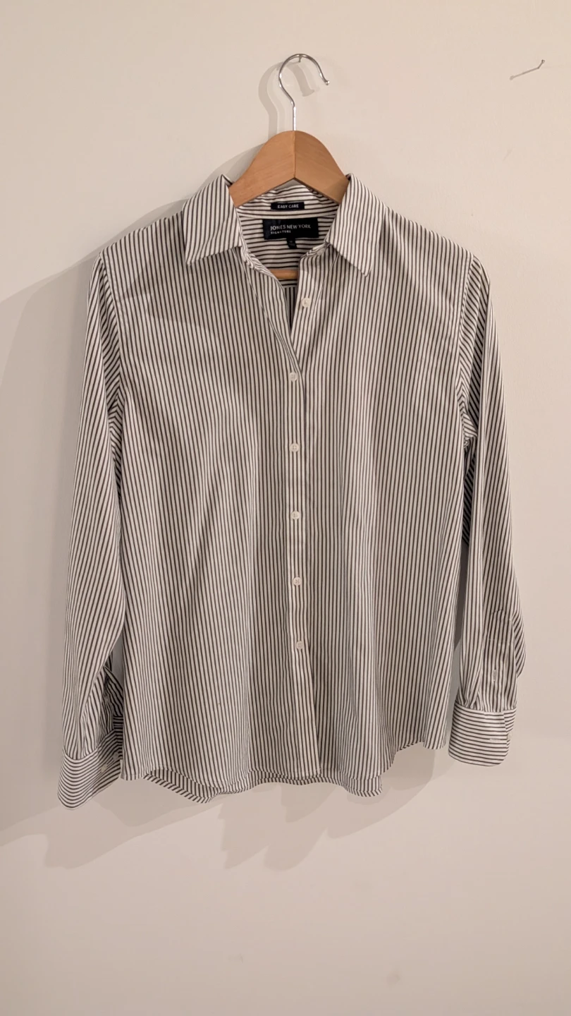 Striped Cotton Button-Up Shirt  - Women's