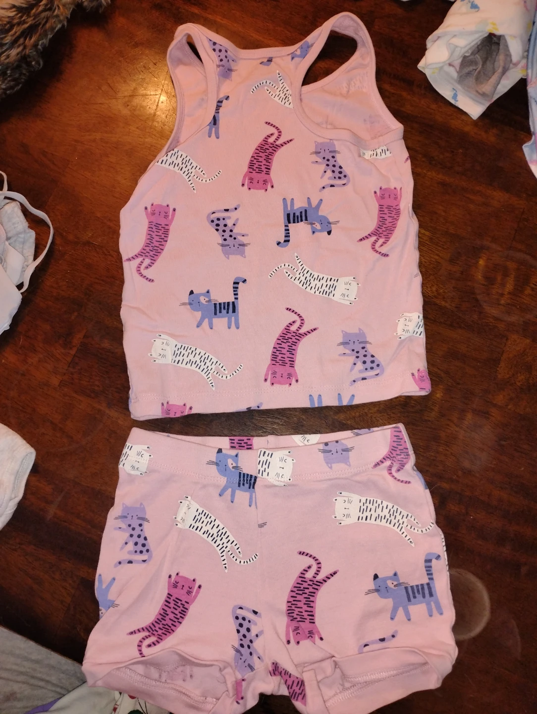 Pink Cat Tank Top and Shorts Set