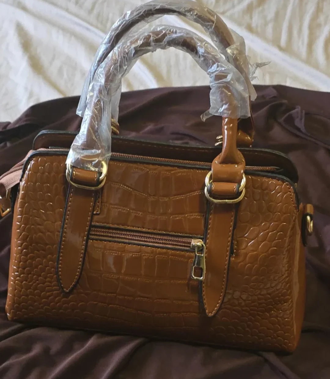 Brand new Brown Faux Croc Satchel Handbag