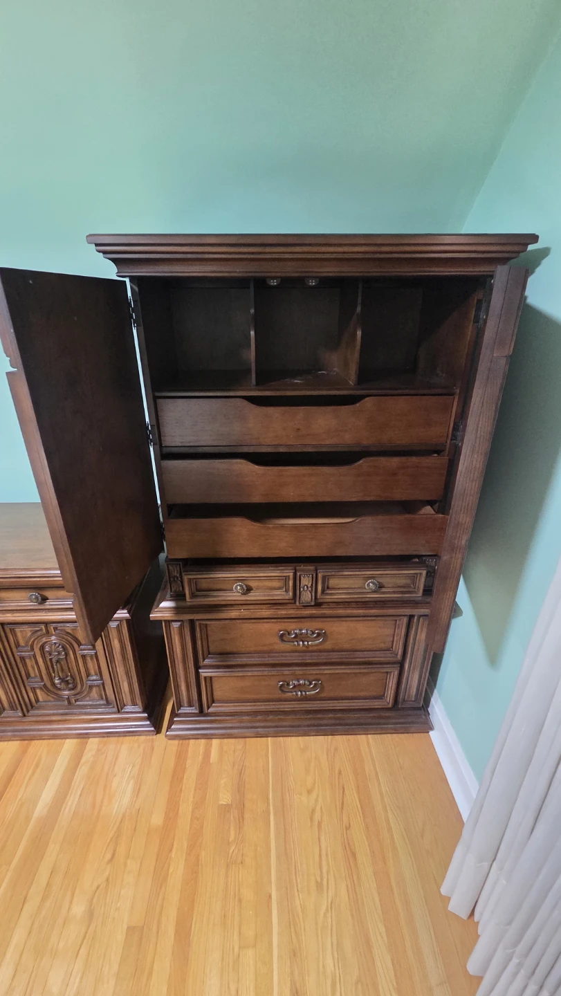 Vintage Wood Dresser and Armoire Set - photo 2
