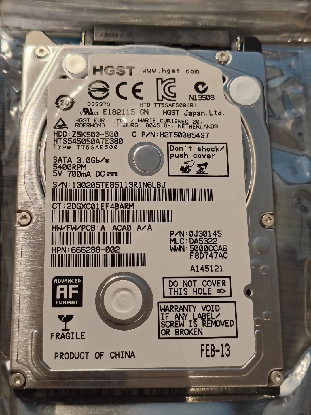 HGST 500GB 2.5" SATA Hard Drive
