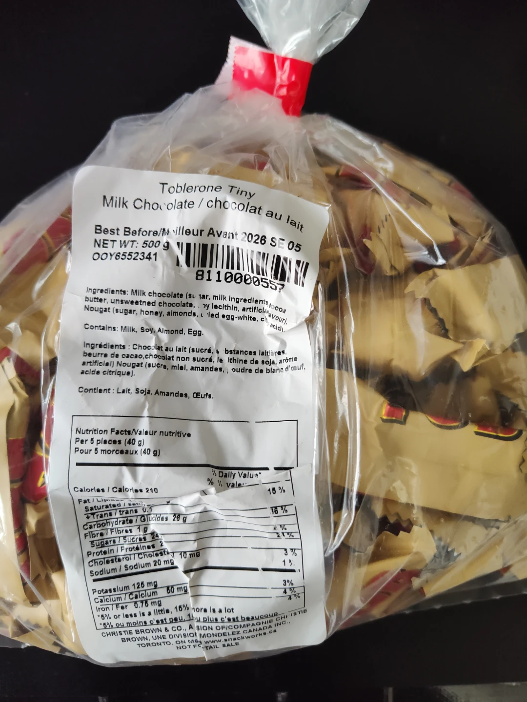 Toblerone Tiny Milk Chocolate Bag 500g