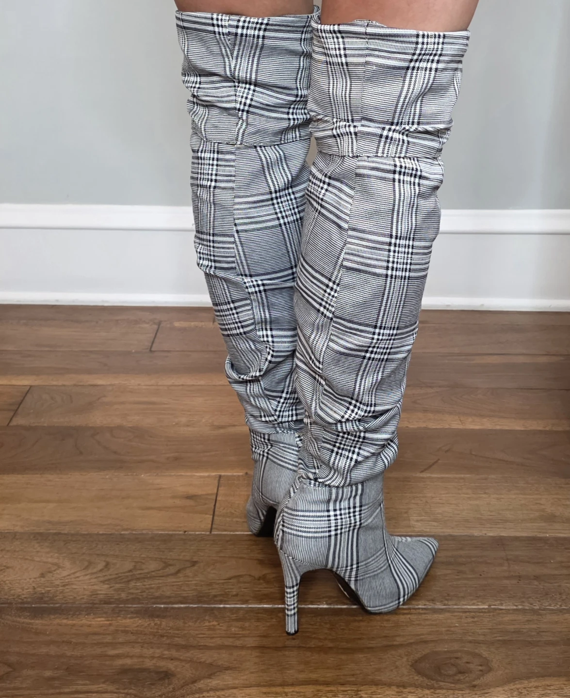 Women's Plaid Ruched Over-the-Knee Boots - photo 2