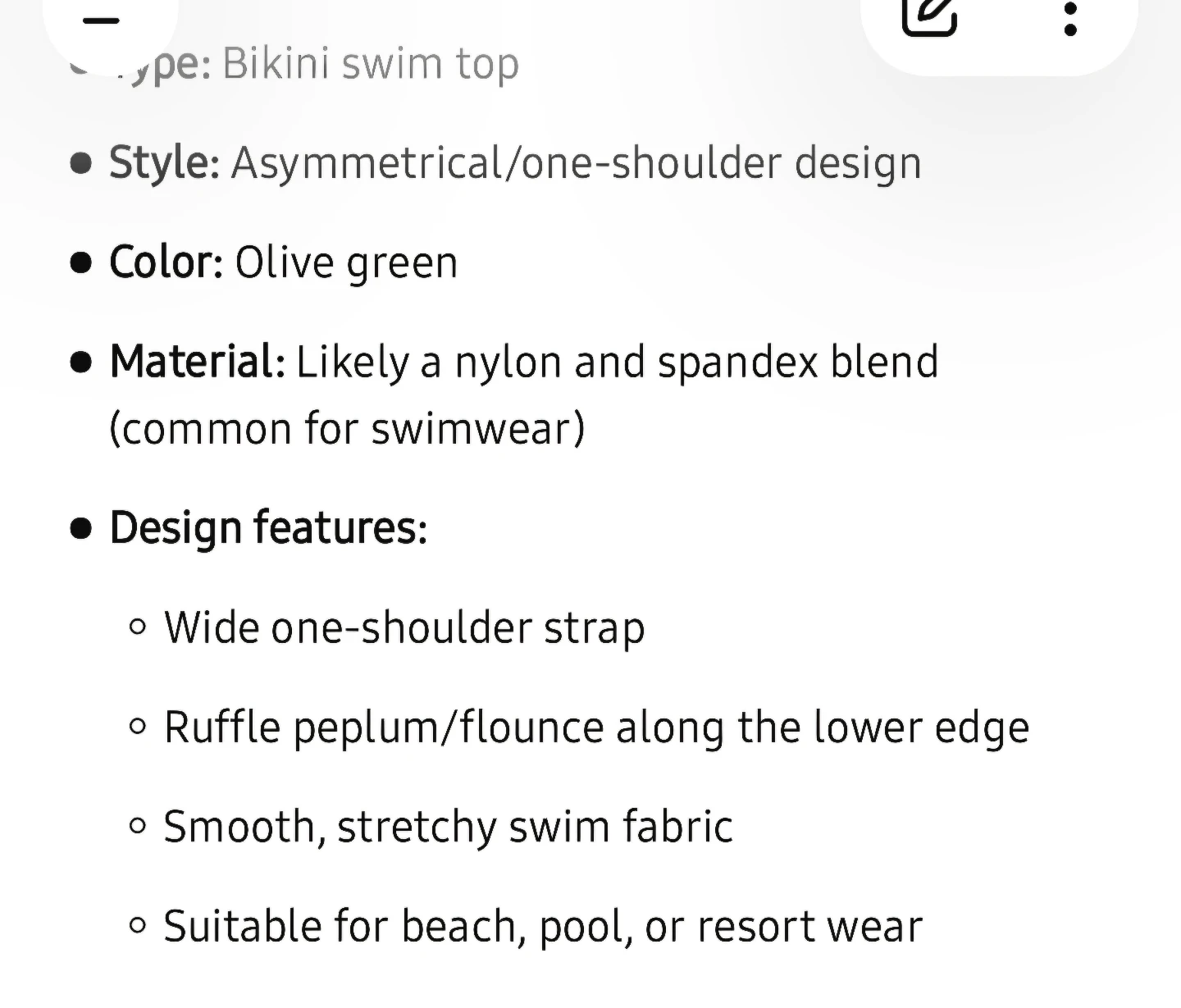 Olive Green Asymmetrical Bikini Swim Top with Ruffle - photo 3