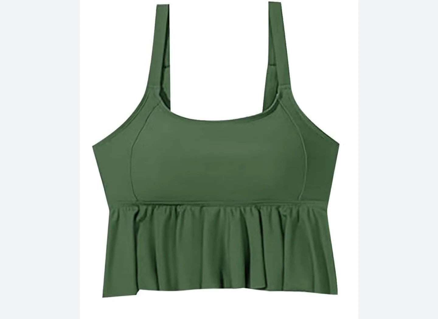 Olive Green Asymmetrical Bikini Swim Top with Ruffle - photo 4