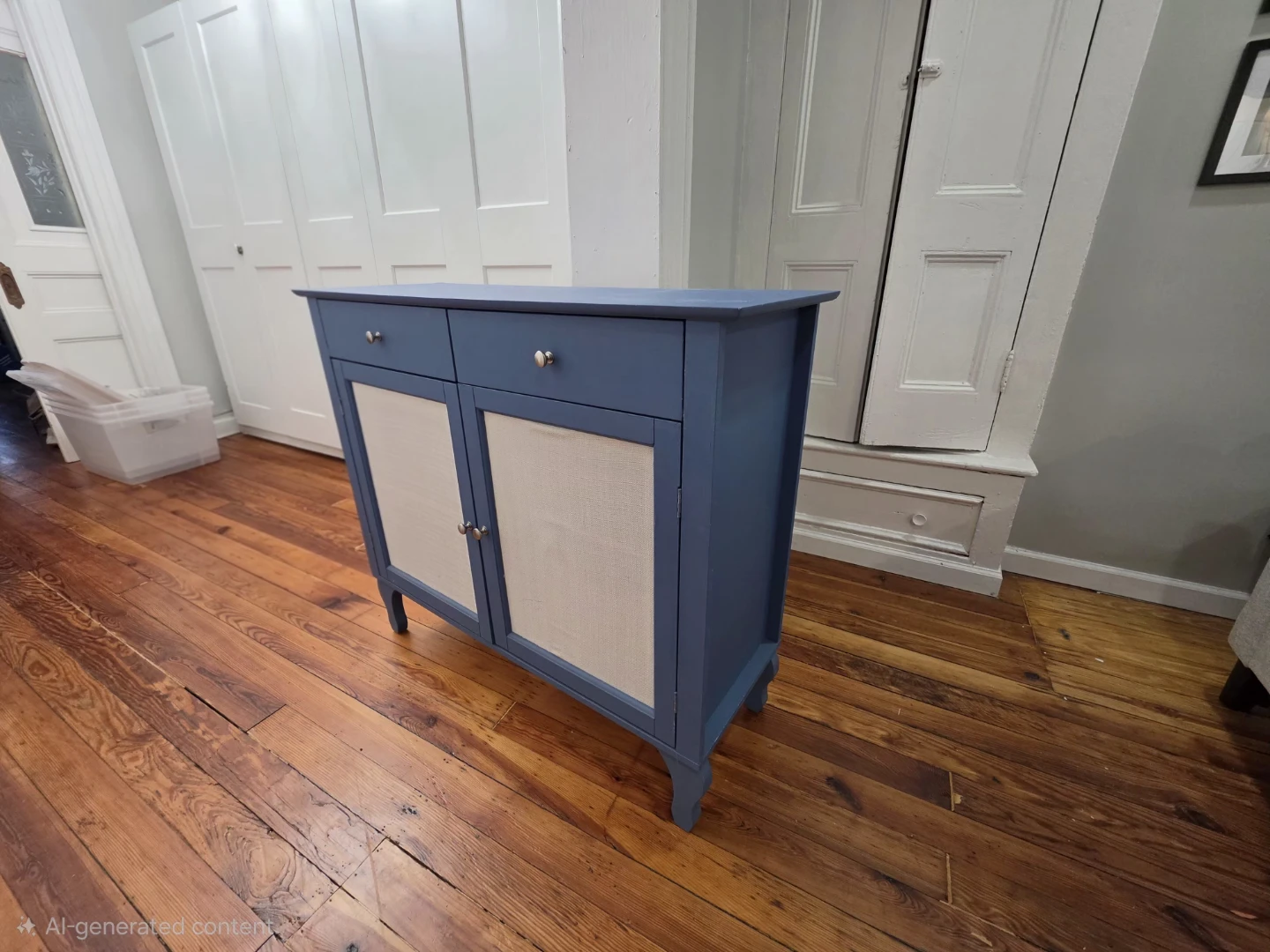 Blue Two-Door Cabinet with Drawers