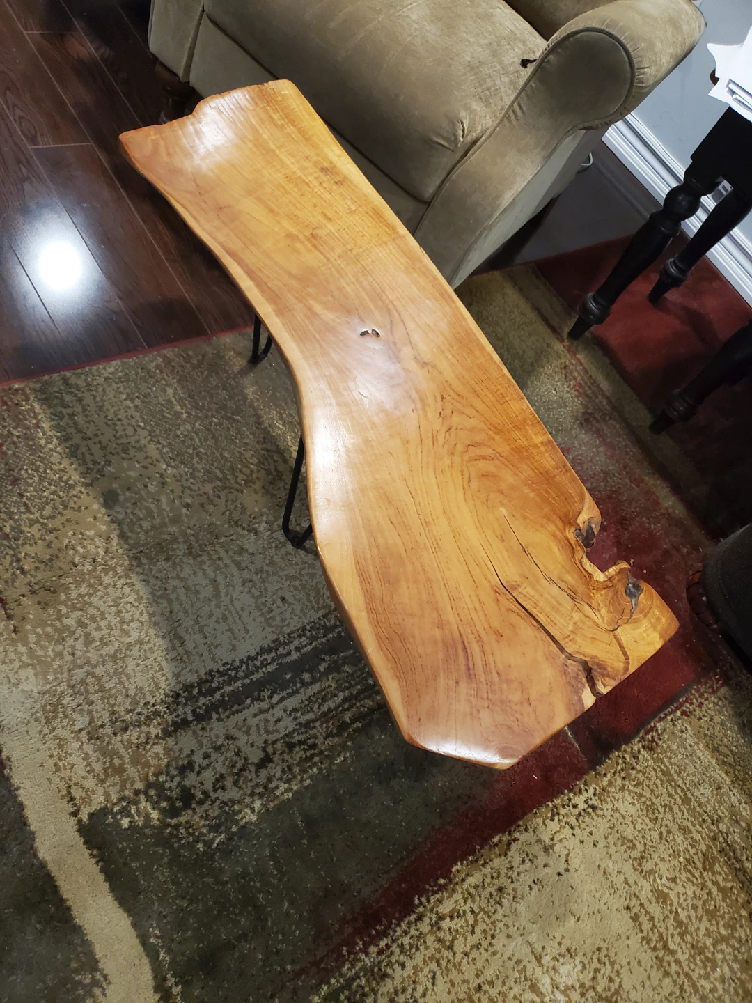 40" Live Edge Wood Coffee Table with Metal Hairpin Legs - photo 2
