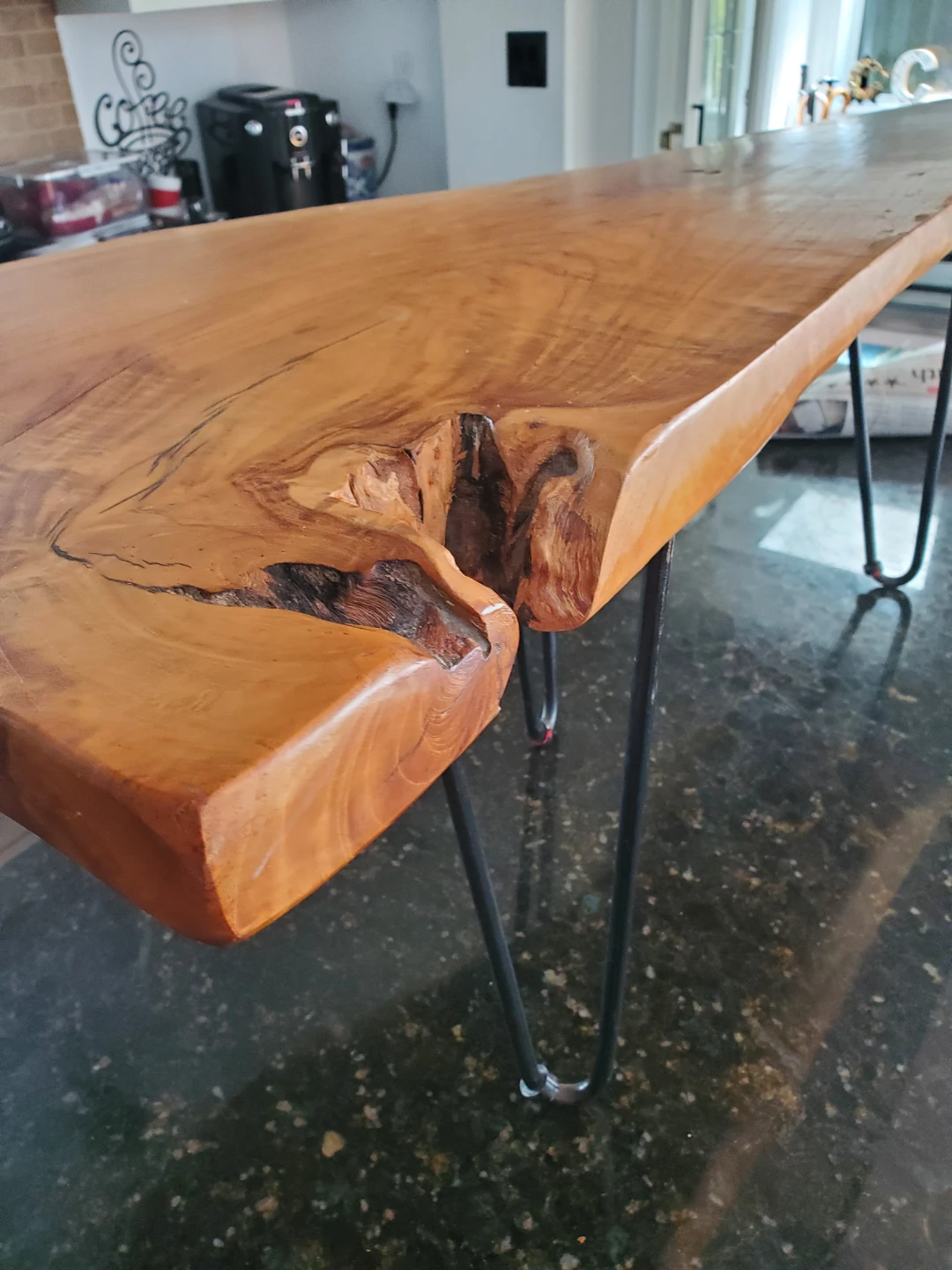 40" Live Edge Wood Coffee Table with Metal Hairpin Legs - photo 5