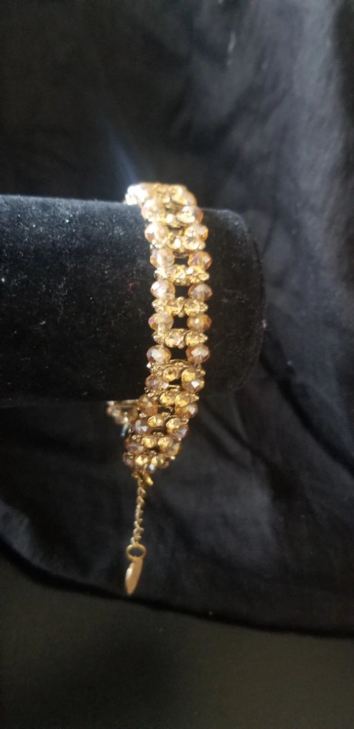 Gold Tone Beaded Bracelet with Smiley Charm