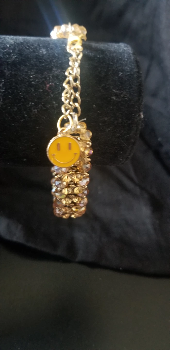 Gold Tone Beaded Bracelet with Smiley Charm - photo 2