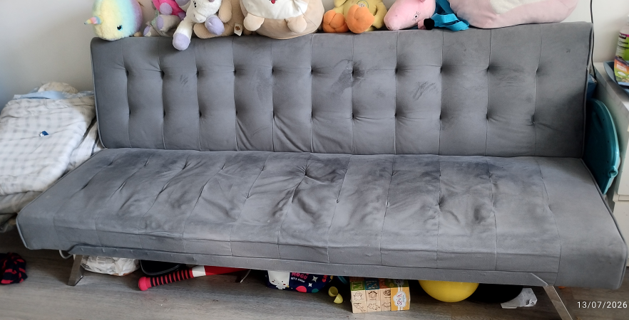 Grey Tufted Futon Sofa Bed - photo 2