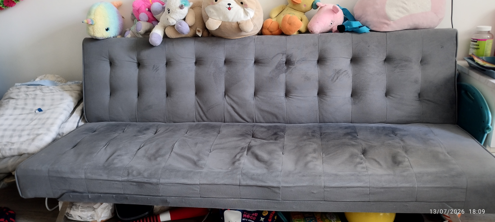 Grey Tufted Futon Sofa Bed - photo 3