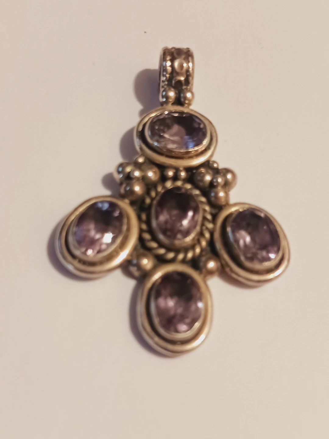 Gorgeous Sterling Silver 925 Stamped Amethyst Stone Pendant - photo 2