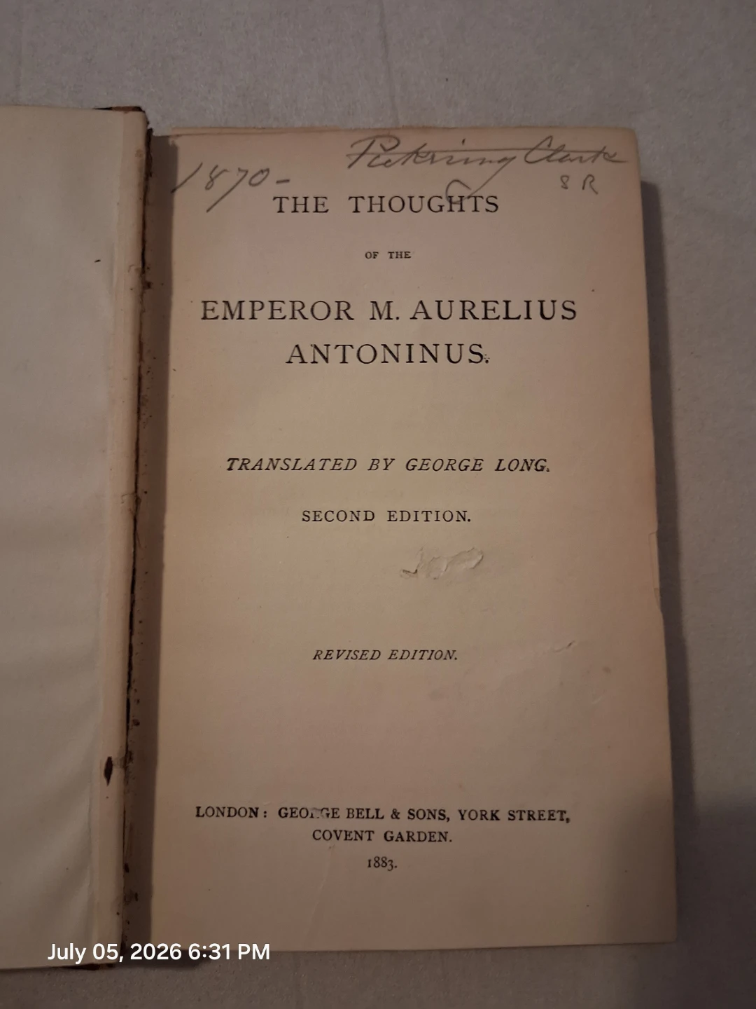 Antique 1870 The Meditations of Marcus Aurelius Antoninus - photo 2