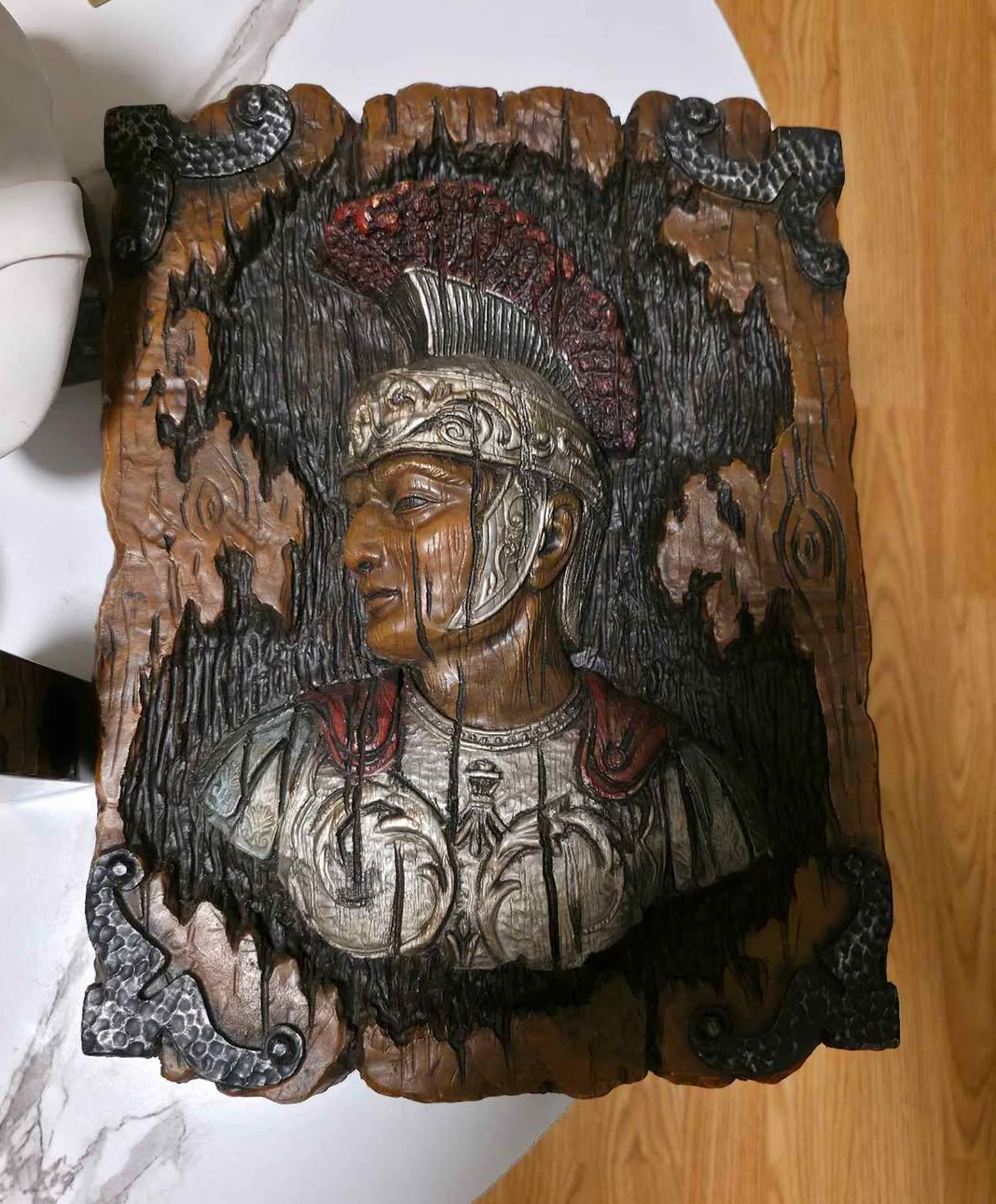 Vintage 3D wall art  a Roman soldier or centurion in profile