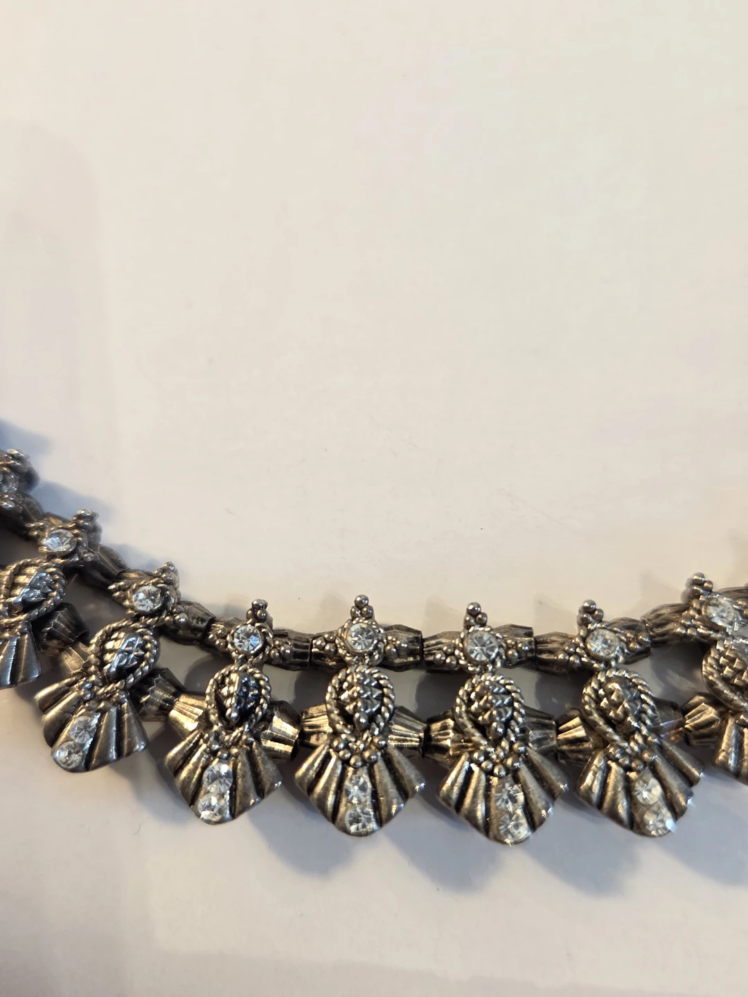 Silver-tone Statement Necklace with Rhinestones - photo 3