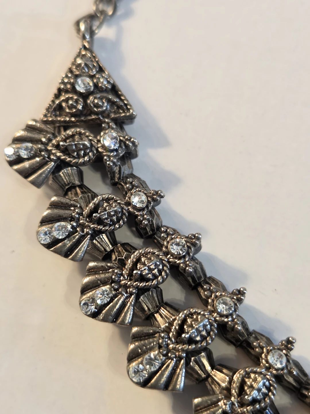 Silver-tone Statement Necklace with Rhinestones - photo 5