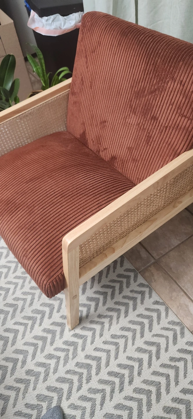 Beckett Accent Armchair - Terracotta Corduroy & Cane